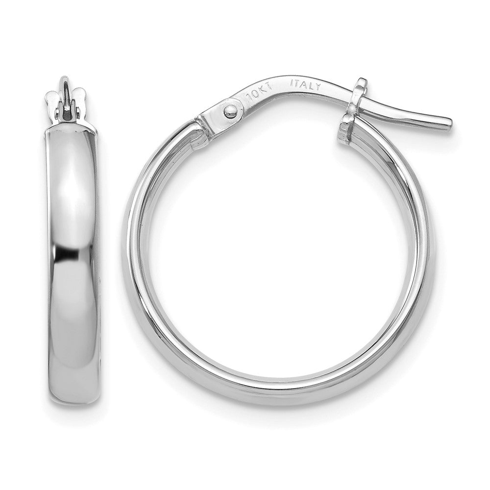 10K White Gold Polished Hoop Earrings, 19 x 3 mm