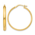 10K Gold Polished Hoop Earrings, 25 x 3 mm