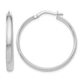 10K White Gold Polished Hoop Earrings, 25 x 3 mm