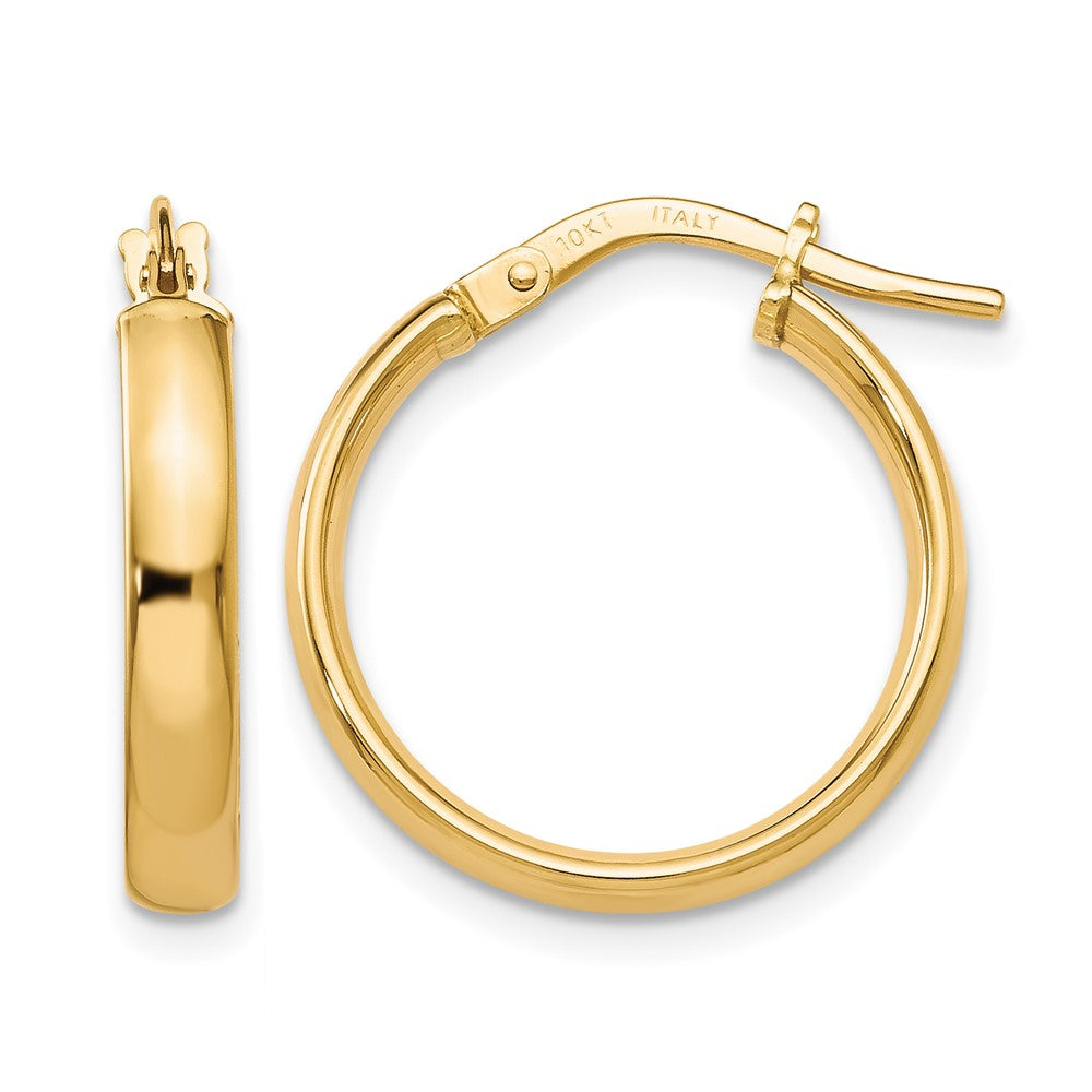 10K Gold Polished Hoop Earrings, 14 x 3 mm