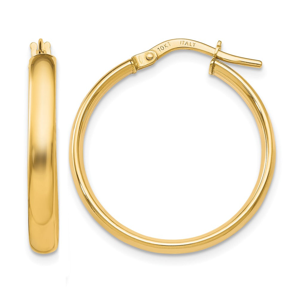 10K Gold Polished Hoop Earrings, 20 x 3 mm