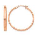 10K Rose Gold Polished Hoop Earrings, 28 x 6.5 mm