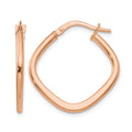 10K Rose Gold Polished Square Hoop Earrings, 21.5 x 8 mm