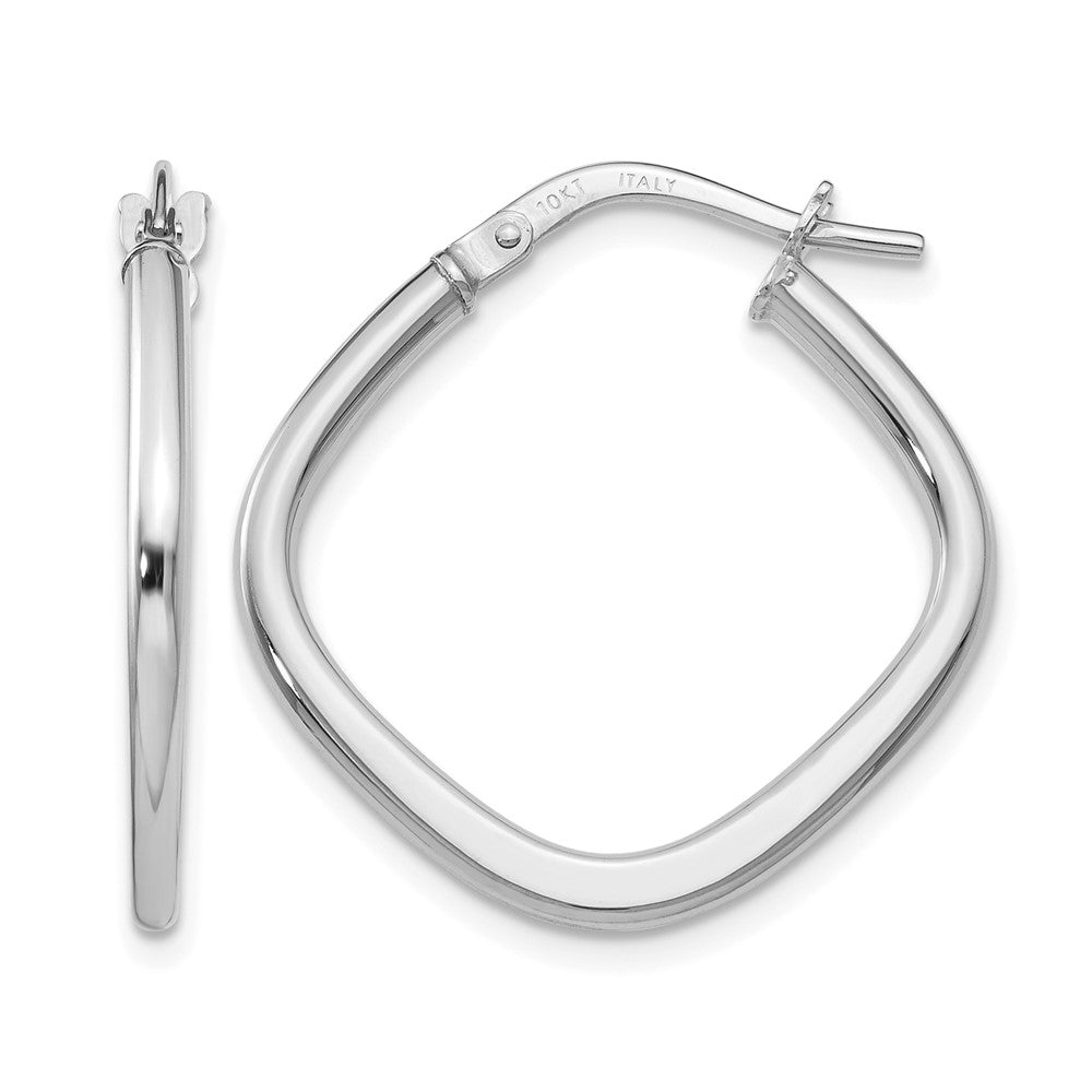 10K White Gold Polished Square Hoop Earrings, 22 x 2 mm