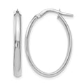 10K White Gold Polished Oval Hoop Earrings, 24 x 3 mm