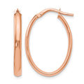 10K Rose Gold Polished Oval Hoop Earrings, 24 x 3 mm