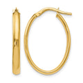 10K Polished Oval Hoop Earrings, 24 x 3 mm