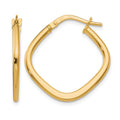 10K Polished Square Hoop Earrings, 22 x 2 mm