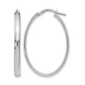 10K White Gold Polished Oval Hoop Earrings, 34 x 3 mm