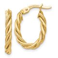 10K Polished and Textured Gold Earrings, 18 x 12.5 mm