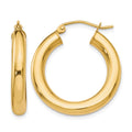 10K Polished Lightweight Hoop Earrings, 25 x 4 mm
