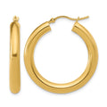10K Polished Lightweight Hoop Earrings, 30 x 4 mm