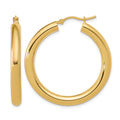 10K Polished Lightweight Hoop Earrings, 35 x 4 mm