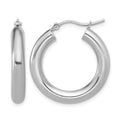 10K White Gold Polished Lightweight Hoop Earrings, 25 x 4 mm