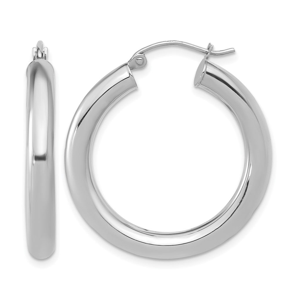 10K White Gold Polished Lightweight Hoop Earrings, 30 x 4 mm