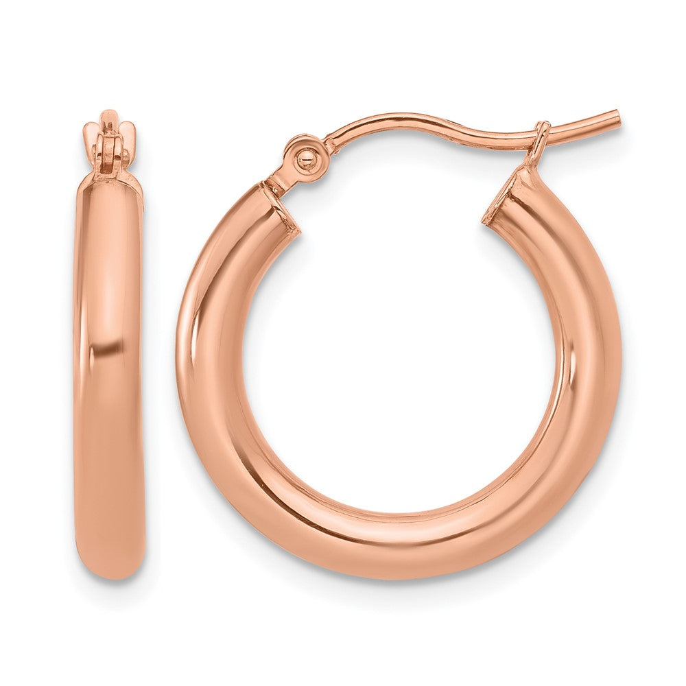 10K Rose Gold Polished Hoop Earrings, 20 x 3 mm, 1.21 g