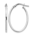 10K White Gold Polished Oval Hoop Earrings, 23 x 1.5 mm