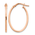 10K Rose Gold Polished Oval Hoop Earrings, 23 x 1.5 mm