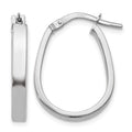 10K White Gold Polished U-Shape Hoop Earrings, 22 x 2 mm