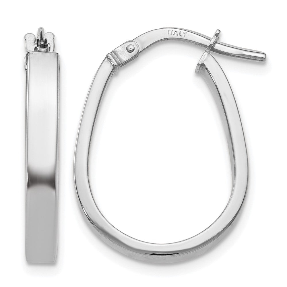 10K White Gold Polished U-Shape Hoop Earrings, 22 x 2 mm