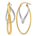 10K Two-Tone Polished Hoop Earrings, 42 x 16 mm