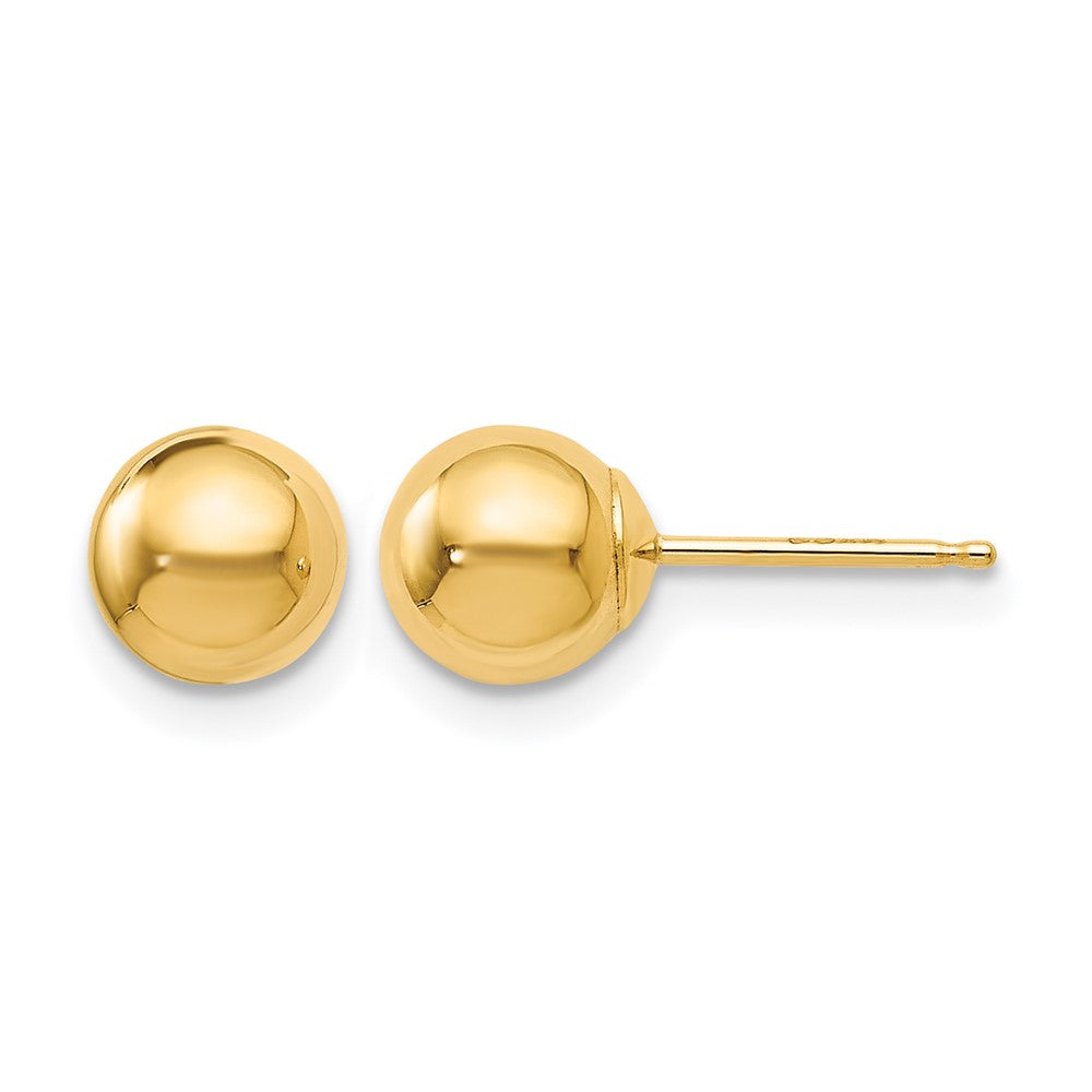 10K Polished Ball Post Earrings, 6 x 6 mm