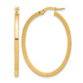 10K Brushed and Polished Oval Hoop Earrings, 35 x 2 mm