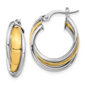 10K with Rhodium Polished Hoop Earrings, 22 x 18 mm
