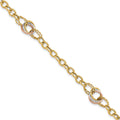 10K Tri-color Polished and Textured Fancy Link Bracelet, 7.25 mm
