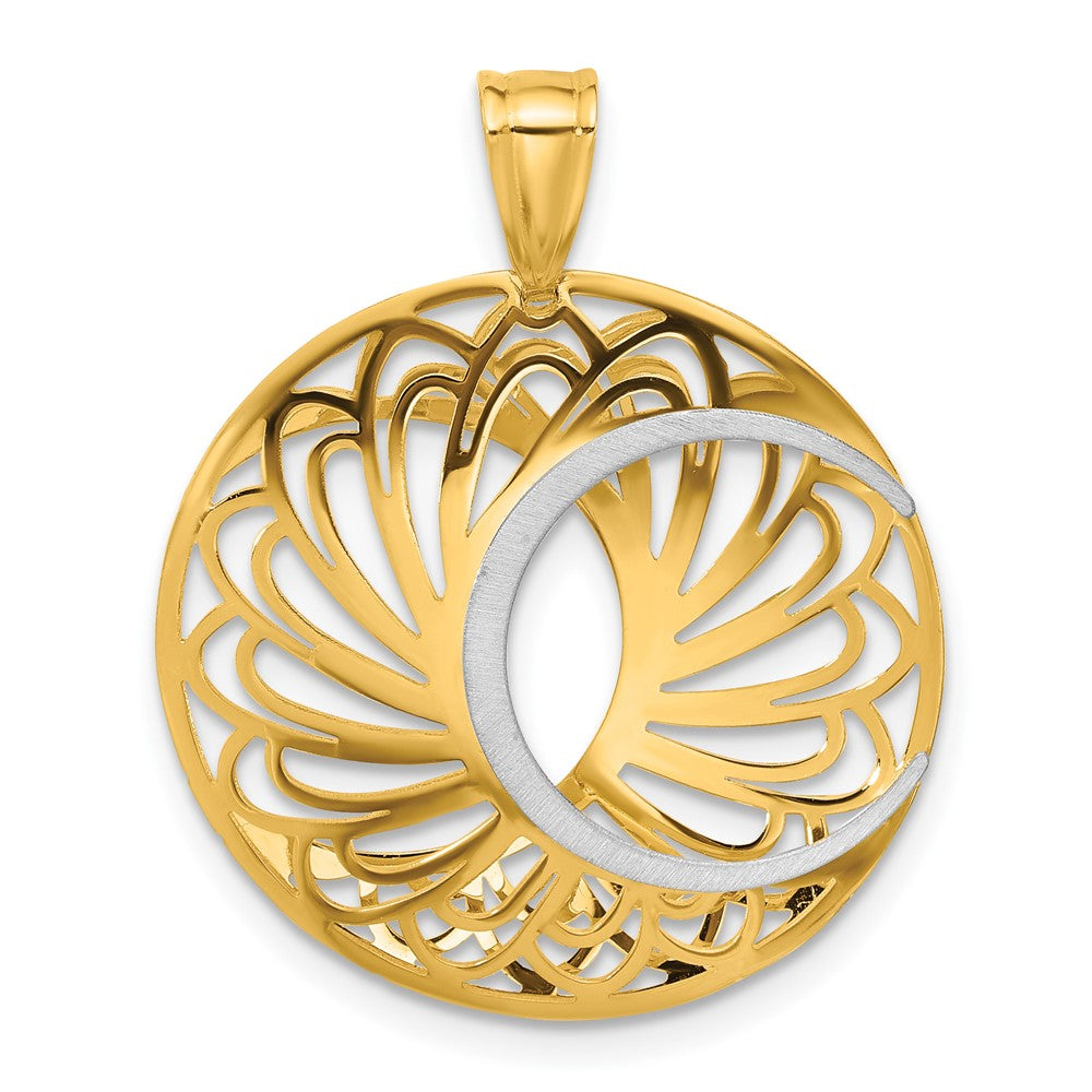 10K Two-tone Polished and Satin Pendant, 23 x 24 mm