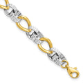 10K Two-tone Polished and D/C Link Bracelet, 7.5 x 7 mm