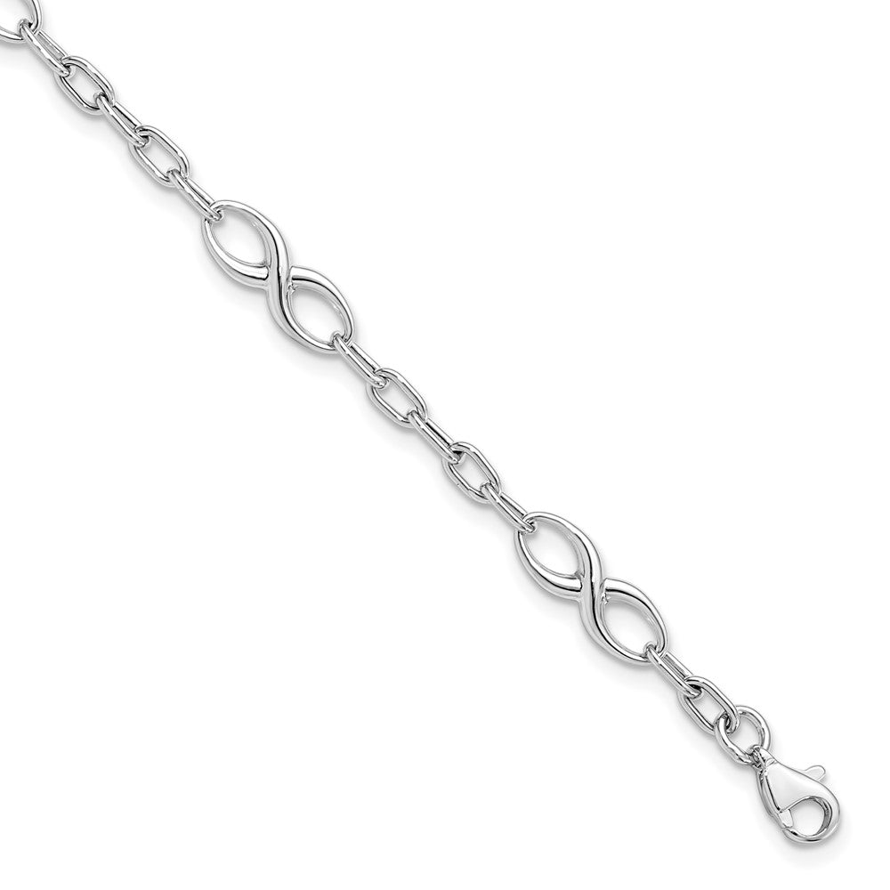 10K White Gold Polished Link Bracelet, 7.5 x 5 mm