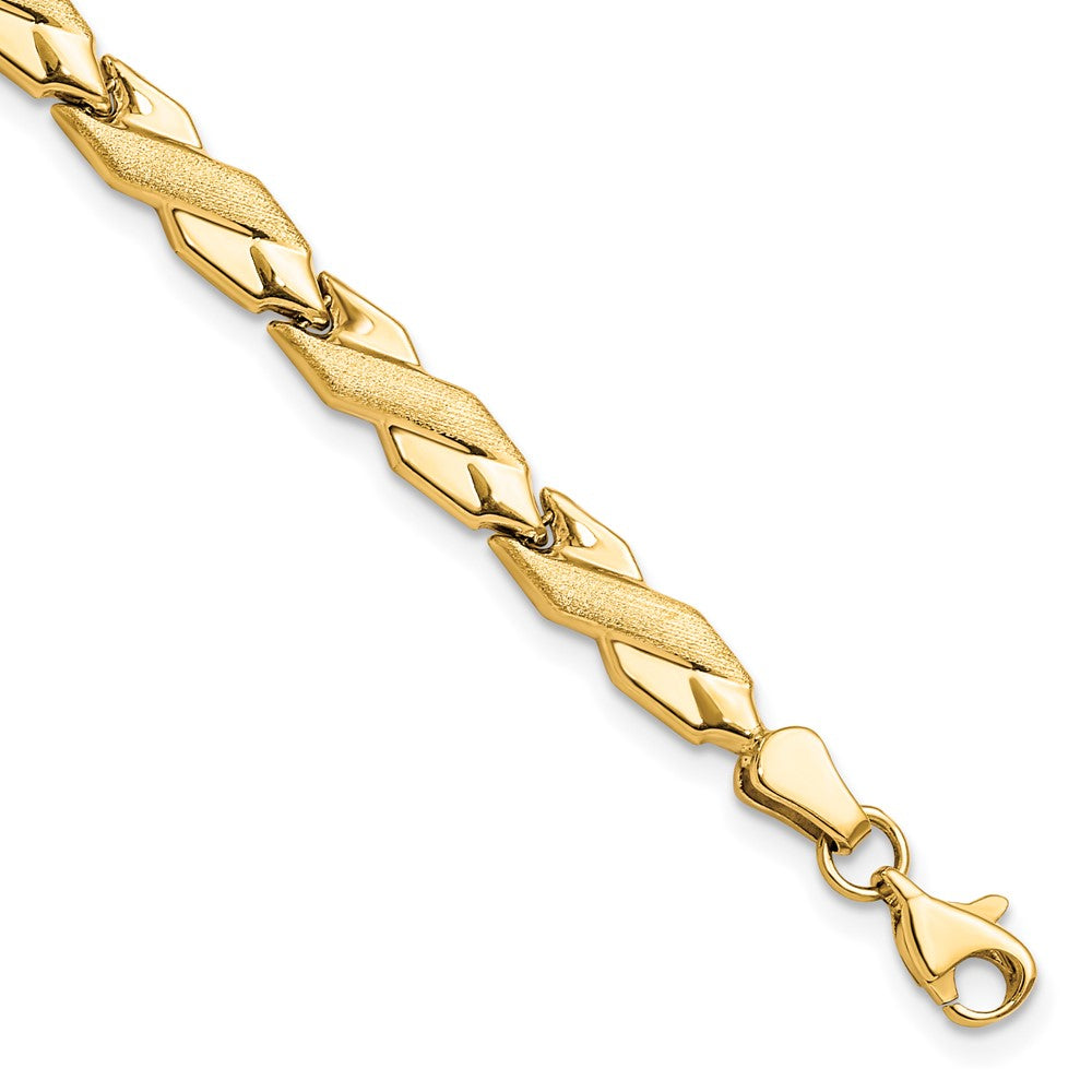10K Polished and Brushed Bracelet, 7 x 5 mm