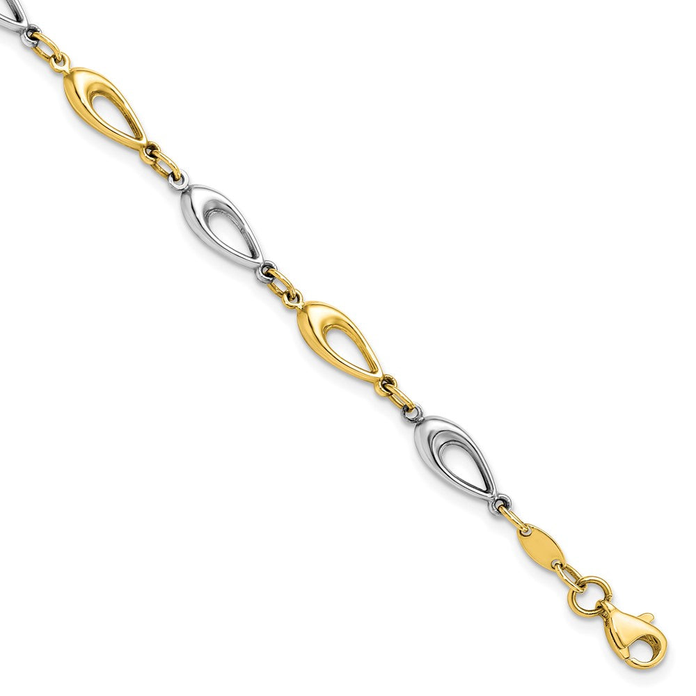 10K Two-tone Polished Bracelet, 7.5 x 5 mm