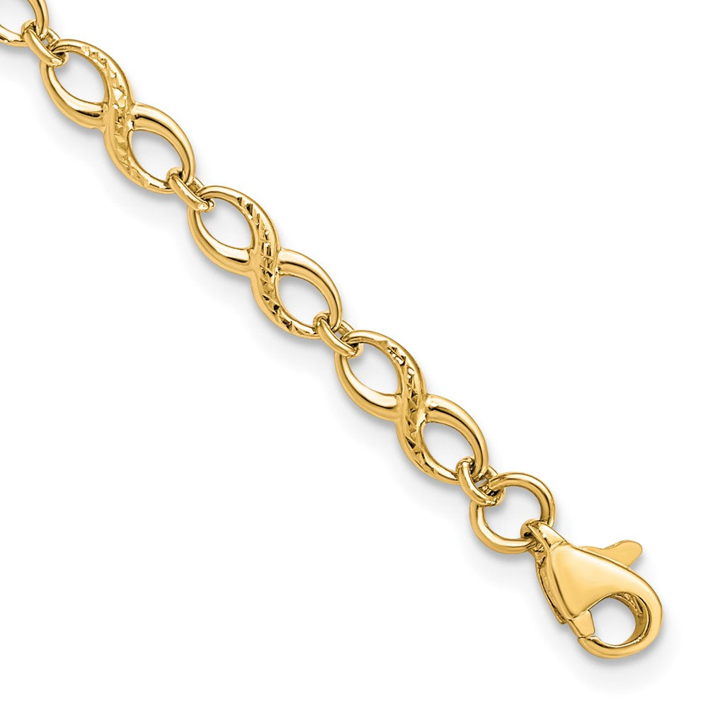 10K Polished and D/C Bracelet, 7 x 3 mm
