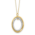 10K Two-tone Polished Oval Necklace, 18 x 17 mm