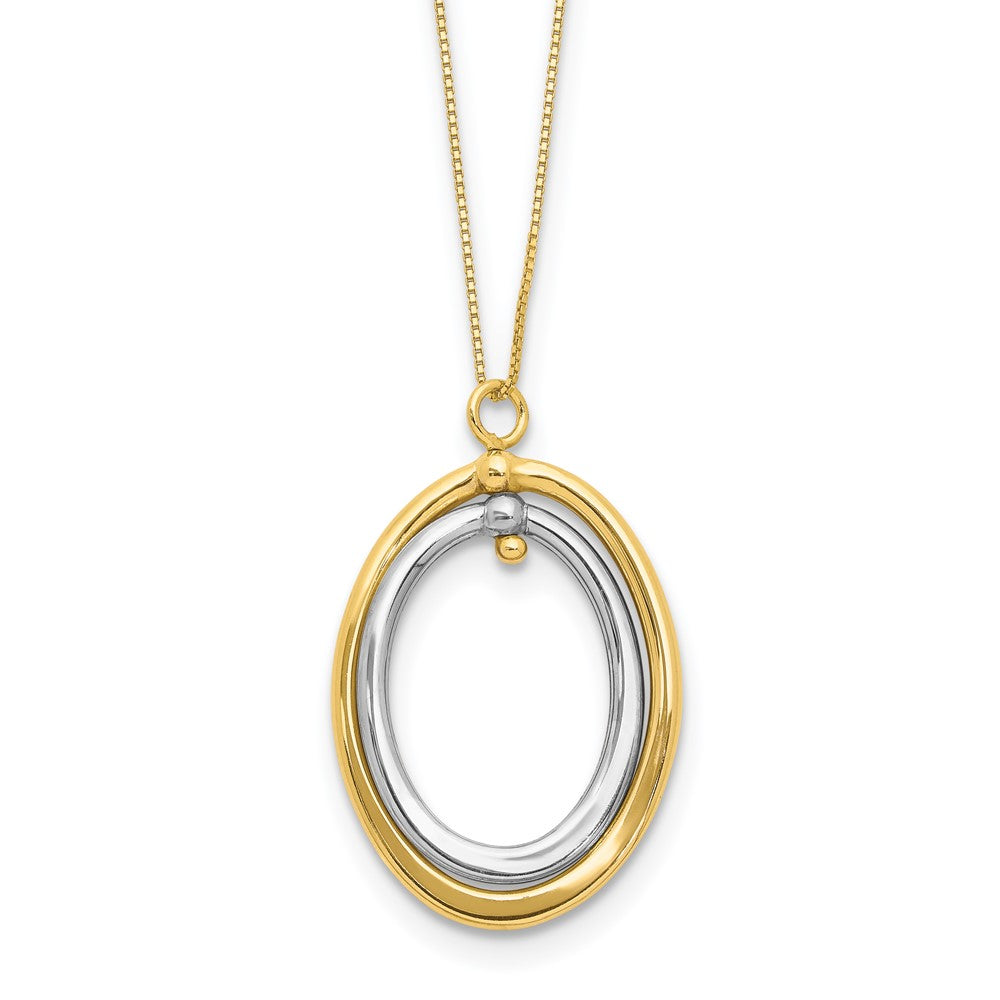 10K Two-tone Polished Oval Necklace, 18 x 17 mm