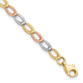 10K Tri-Color D/C Bracelet, 7.25 x 4 mm