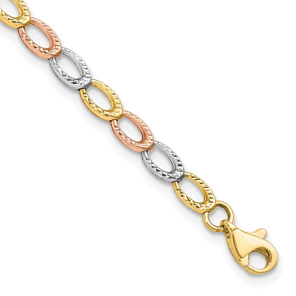 10K Tri-Color D/C Bracelet, 7.25 x 4 mm