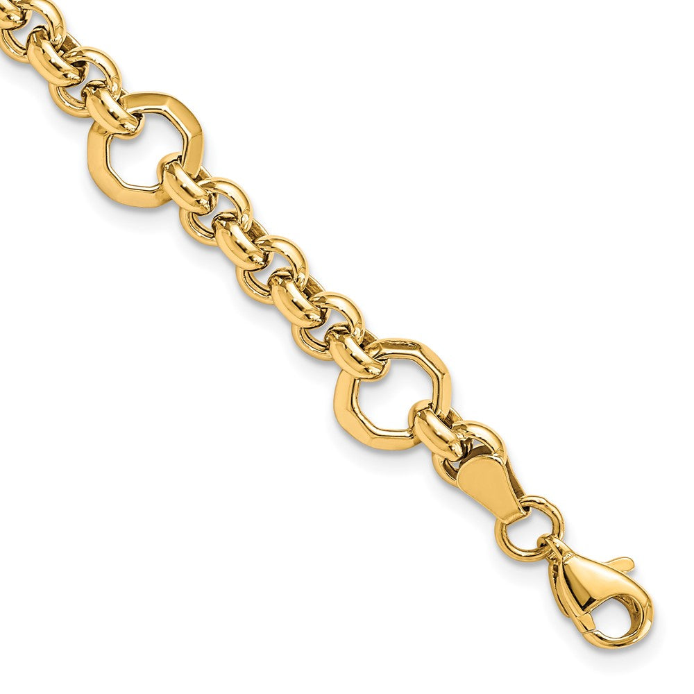 10K Polished D/C Fancy Link Bracelet, 7.5 x 8.5 mm