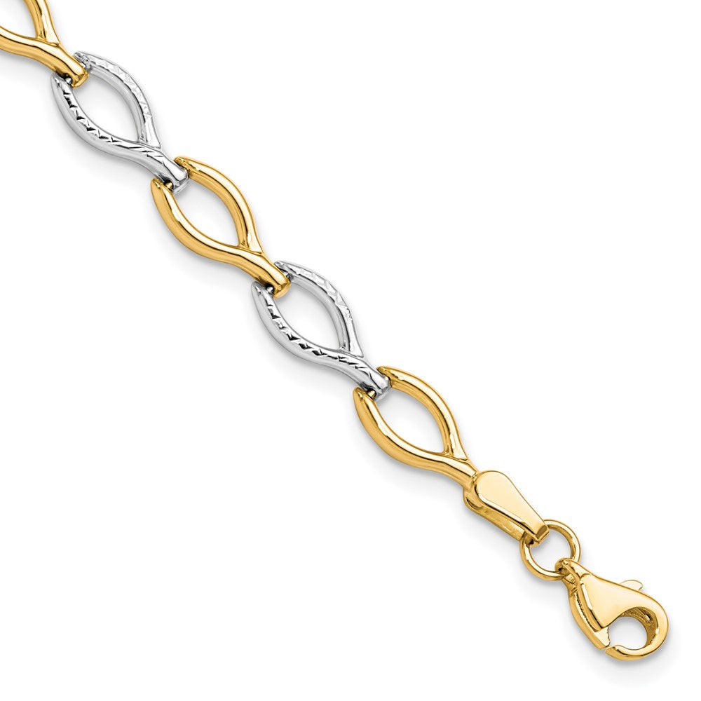 10K Two-tone Polished D/C Bracelet, 7.5 x 5.5 mm