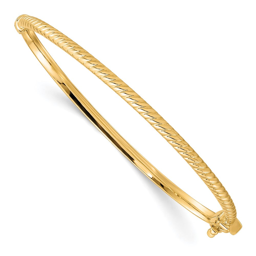 10K Polished Textured Bangle, 7 x 3 mm