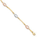 10K Tri-Color Polished Bracelet, 7.5 x 6 mm