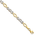 10K Two-tone Polished D/C Bracelet, 7.5 x 4.75 mm