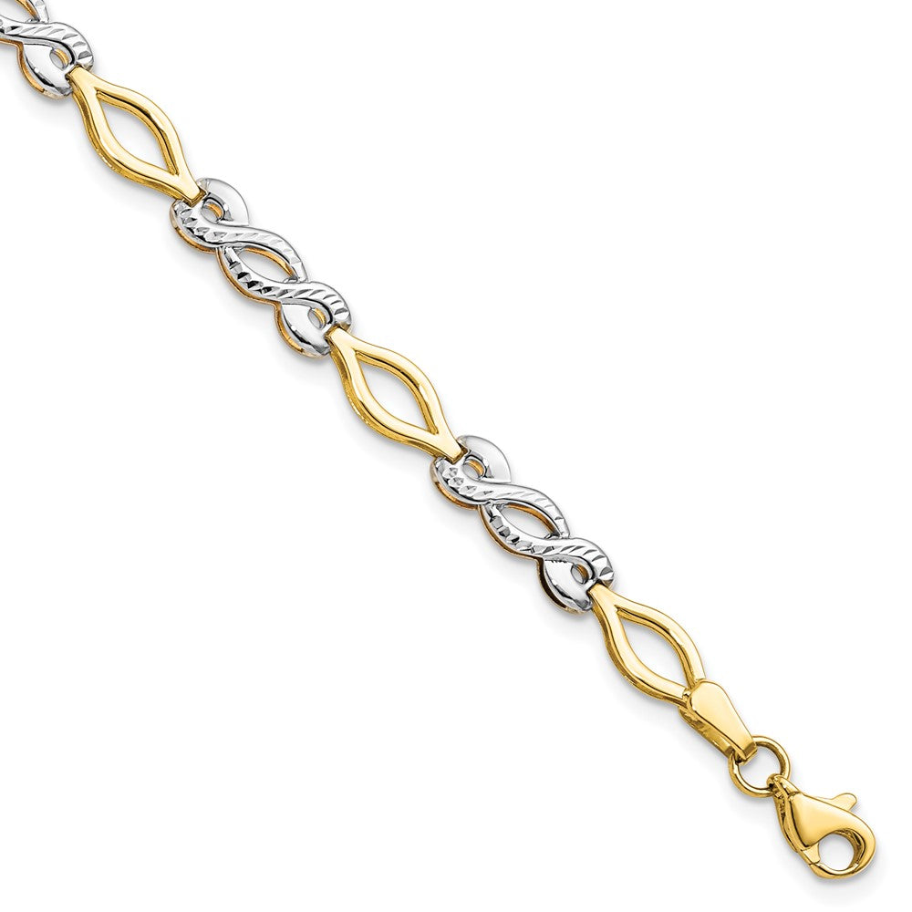 10K Two-tone Polished D/C Bracelet, 7.5 x 4.75 mm
