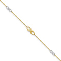 10K Two-tone Infinity 4-Station 9 inch Plus 1 inch Extender - Total 10 inch Anklet, 9 x 7.75 mm