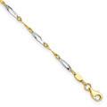 10K Two-tone Twisted Link 9 inch Plus 1 inch Extender - Total 10 inch Anklet, 9 x 2.5 mm