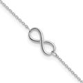 10K White Gold Polished Infinity 9 inch Plus 1 inch Extender - Total 10 inch Anklet, 9 x 1 mm