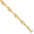 10K Polished Leaf Bracelet, 7.25 x 6 mm