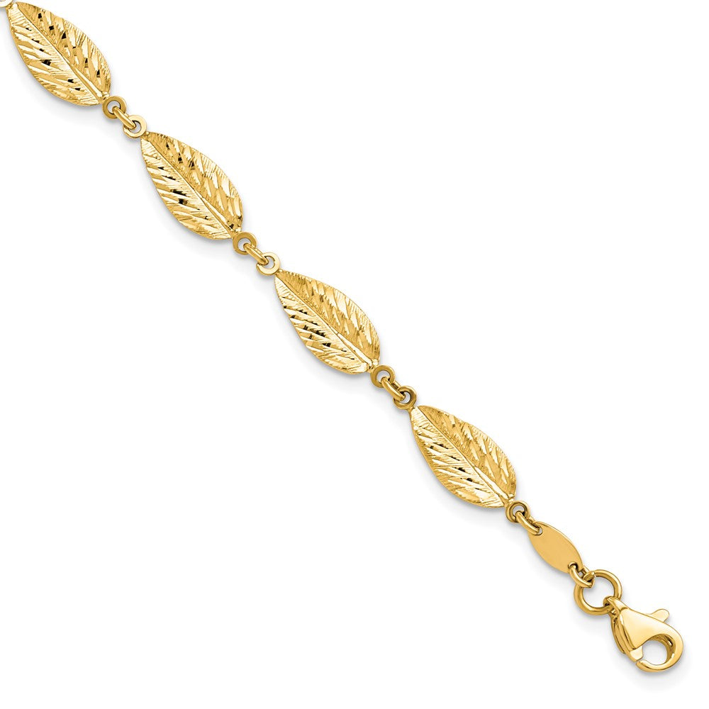 10K Polished Leaf Bracelet, 7.25 x 6 mm